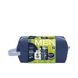 Nivea Set Cuidado Hombre GYM MEN PACK 5pz: Bálsamo After Shave, Spray Invisible, Gel Ducha Energy, Crema y Neceser
