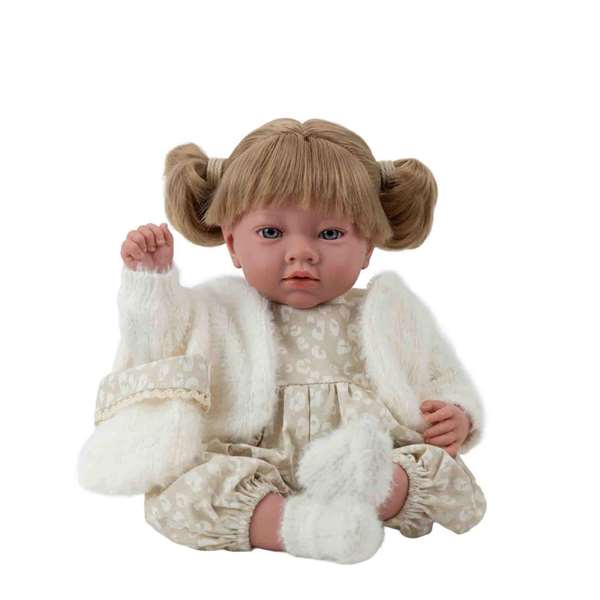 Muñecas Arias Aria Beige Muñeca Elegance 40 cm con Mecanismo de Risa Try Me, Pelo, Funciona con 3 Pilas LR44 (Incluidas), Edad 3+