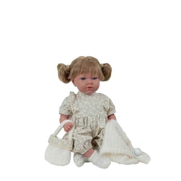 Muñecas Arias Aria Beige Muñeca Elegance 40 cm con Mecanismo de Risa Try Me, Pelo, Funciona con 3 Pilas LR44 (Incluidas), Edad 3+