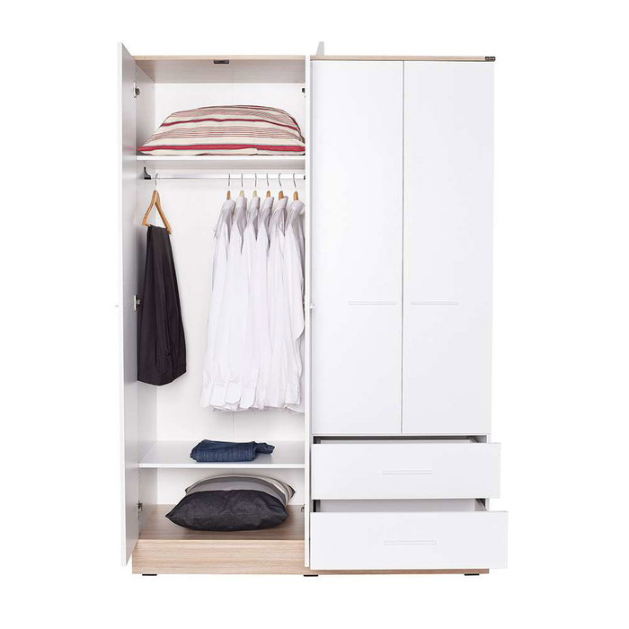 Hanah Home Armario Blanco 137x198x52 cm Tablero de Partículas Recubierto de Melamina