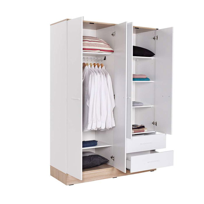 Hanah Home Armario Blanco 137x198x52 cm Tablero de Partículas Recubierto de Melamina