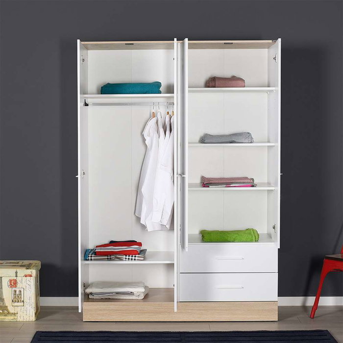 Hanah Home Armario Blanco 137x198x52 cm Tablero de Partículas Recubierto de Melamina