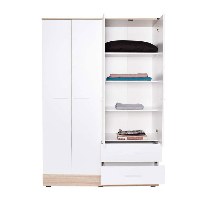 Hanah Home Armario Blanco 137x198x52 cm Tablero de Partículas Recubierto de Melamina