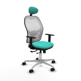 PIQUERAS Y CRESPO Silla de oficina Jorquera con mecanismo Sincro/Traslack Turquesa y Blanco