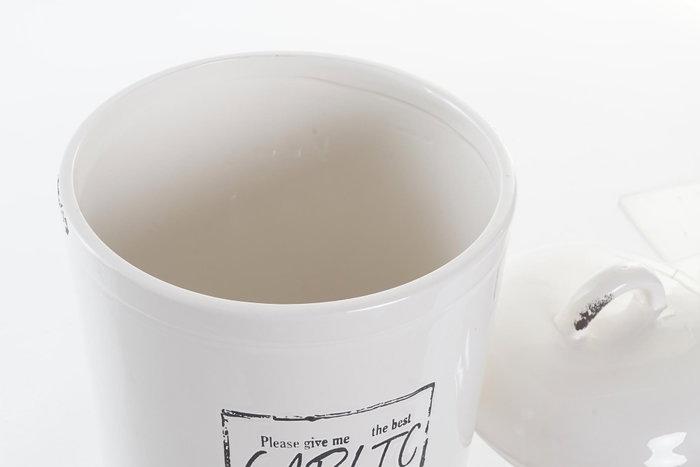 DKD Home Decor Bote de Dolomite Blanco con Diseño de Ajos