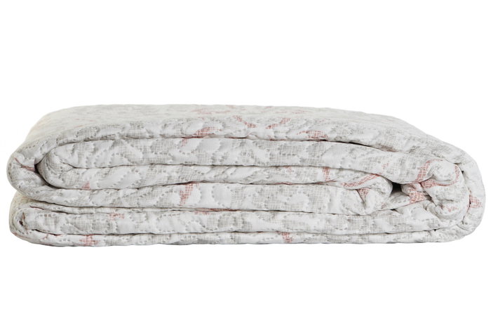 DKD Home Decor Colcha de Poliéster con Bordado Floral Beige y Marrón, 270x270x1 cm
