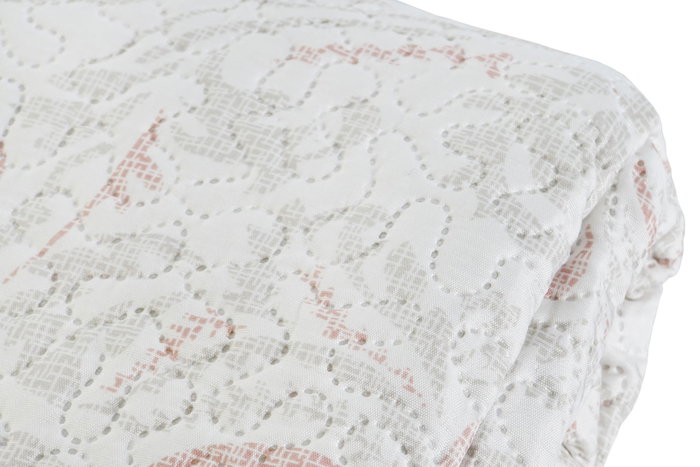 DKD Home Decor Colcha de Poliéster con Bordado Floral Beige y Marrón, 270x270x1 cm