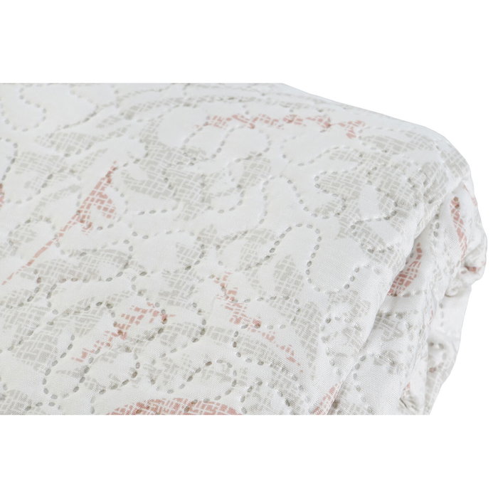 DKD Home Decor Colcha de Poliéster con Bordado Floral Beige y Marrón, 270x270x1 cm