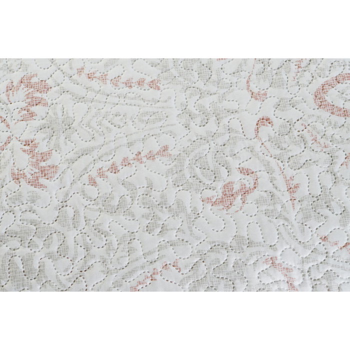 DKD Home Decor Colcha de Poliéster con Bordado Floral Beige y Marrón, 270x270x1 cm