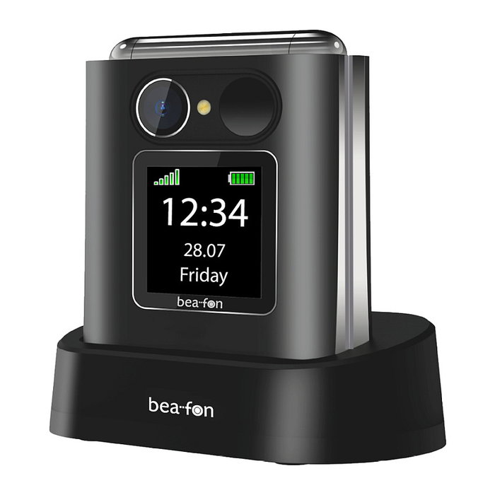 Beafon Fold 10 Silver Line Teléfono Concha para Mayores Negro Plata 2.2" Pantalla 1000 mAh
