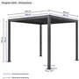 Pérgola bioclimática GAYA - Estructura de aluminio y acero - 290x290xH240 cm - Gris