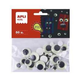 APLI Ojos móviles aplic redondos brillantes en la oscuridad surtidos bolsa de 50