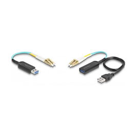 Delock Extender Set USB 10 Gbps Tipo-A con cable LC Duplex, 0.2 m, Negro