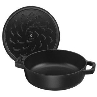 Staub Brater Chistera 28 cm Negra, Hierro Fundido Esmaltado 3.7L, Resistente a 260°C y Lavavajillas, Ref. 40511-472