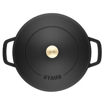Staub Brater Chistera 28 cm Negra, Hierro Fundido Esmaltado 3.7L, Resistente a 260°C y Lavavajillas, Ref. 40511-472