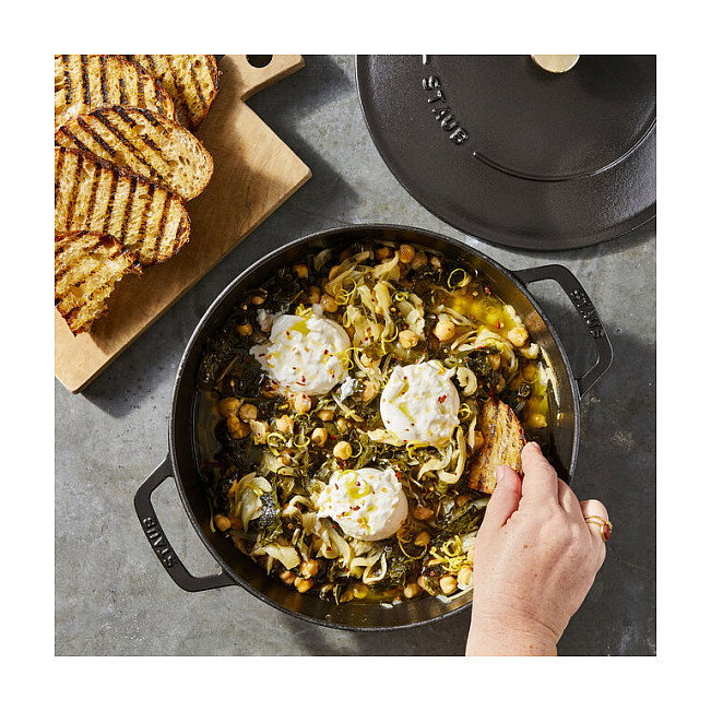 Staub Brater Chistera 28 cm Negra, Hierro Fundido Esmaltado 3.7L, Resistente a 260°C y Lavavajillas, Ref. 40511-472