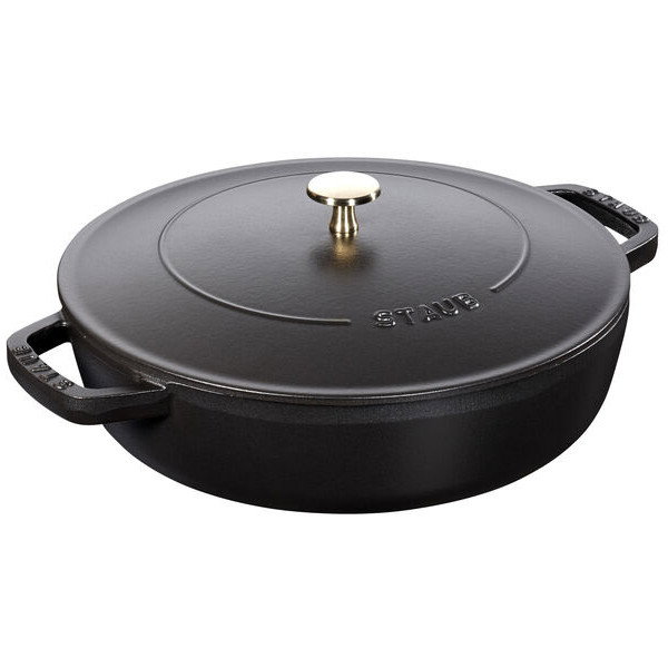 Staub Brater Chistera 28 cm Negra, Hierro Fundido Esmaltado 3.7L, Resistente a 260°C y Lavavajillas, Ref. 40511-472
