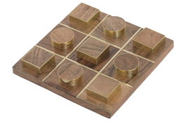 DKD Home Decor Juego de 2 Posavasos de Acacia y Latón Marrón y Dorado