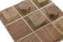 DKD Home Decor Juego de 2 Posavasos Modernos de Madera de Acacia con Detalles en Latón, Color Marrón y Dorado, 15.5 x 15.5 cm