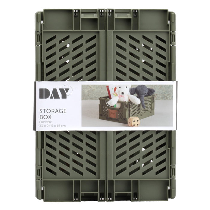 Day Caja Plegable 33x24,5 cm Verde Oliva Capacidad 10 L Almacenaje Apilable Plegable