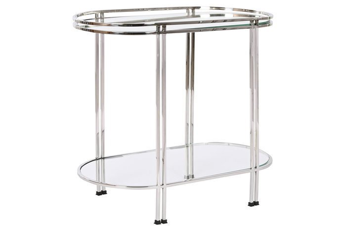 DKD Home Decor Mesita Auxiliar Moderno Plateado Acero y Espejo 70 x 35 x 63 cm