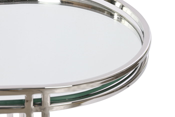 DKD Home Decor Mesita Auxiliar Moderno Plateado Acero y Espejo 70 x 35 x 63 cm