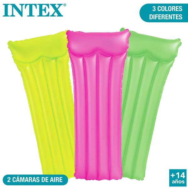 Intex Colchoneta 4 Tubos Colores Neon 183x76 cm