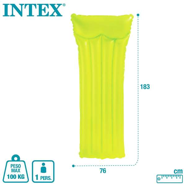 Intex Colchoneta 4 Tubos Colores Neon 183x76 cm