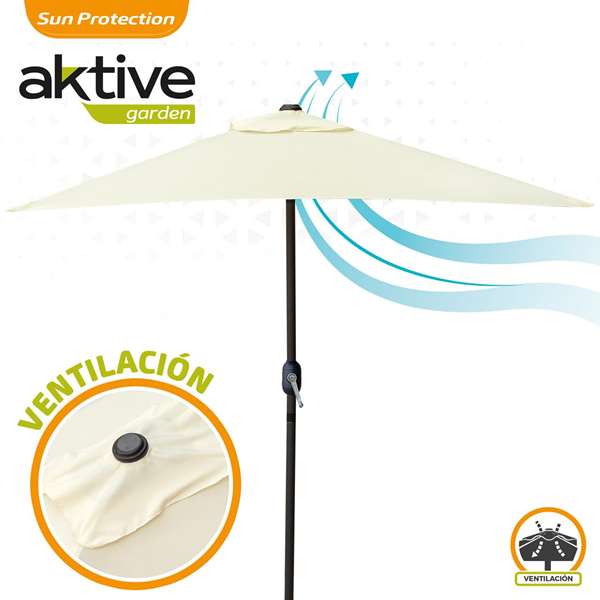 Parasol terraza 200x120 cm mástil aluminio D38 mm crema