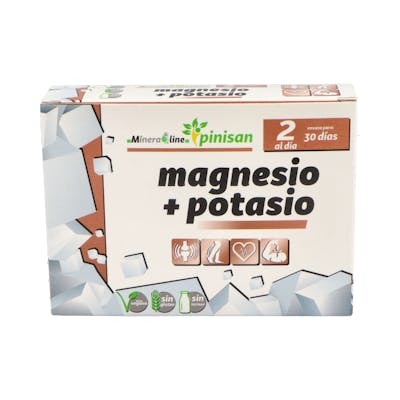 PINISAN Magnesio y Potasio 60 Comprimidos con Vitamina B6 para Disminuir Cansancio y Fatiga, Aporta Energía - Vegano PINISAN Magnesio y Potasio 60 Comprimidos con Vitamina B6 para Disminuir Cansancio y Fatiga, Aporta Energía - Vegano