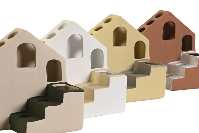 DKD Home Decor Jarrón Dolomite 18x12x19 Casa Surtido de 4
