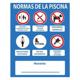 Normaluz Cartel Normas Piscina PVC 0,4mm 500x400mm Rótulos Informativos