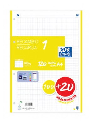 Oxford Recambio Classic A4 Cuadriculado 120 Hojas 90gr Amarillo Oxford Recambio Classic A4 Cuadriculado 120 Hojas 90gr Amarillo