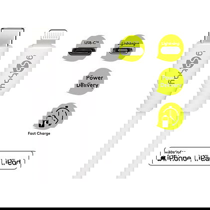 Goobay 39446 Cable Lightning a USB-C 1 m Blanco - Conector Macho USB 2.0, Plug and Play