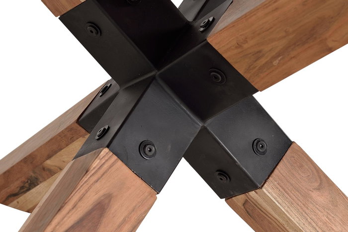 GINER Y COLOMER Mesa de Comedor en Madera de Acacia Natural y Patas de Metal Negro