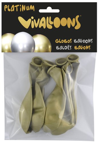 Blanca Globo de Látex Biodegradable Color Oro, Paquete de 6 Unidades Blanca Globo de Látex Biodegradable Color Oro, Paquete de 6 Unidades