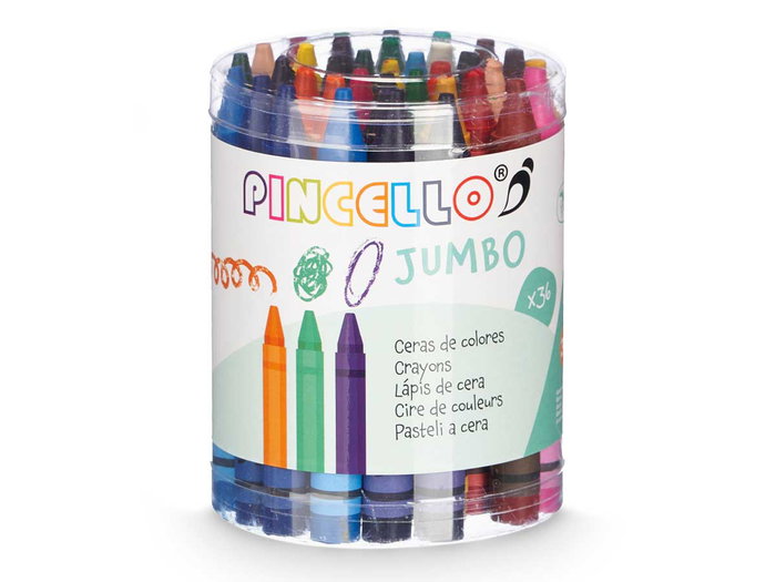 PINCELLO Bote Cera Crayon Jumbo 36 Piezas Colores Surtidos 8 x 10 x 8 cm (Set de 48) PINCELLO Bote Cera Crayon Jumbo 36 Piezas Colores Surtidos 8 x 10 x 8 cm (Set de 48)