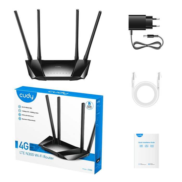 Cudy LT400 Router Wi-Fi 4G LTE Cat4 Negro