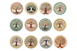 DKD Home Decor Posavasos Árbol de la Vida en Dolomite y Corcho, Surtido de Colores