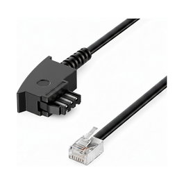 S-Impuls Cable TAE-F a RJ11 de 6 m de longitud, Negro/Transparente