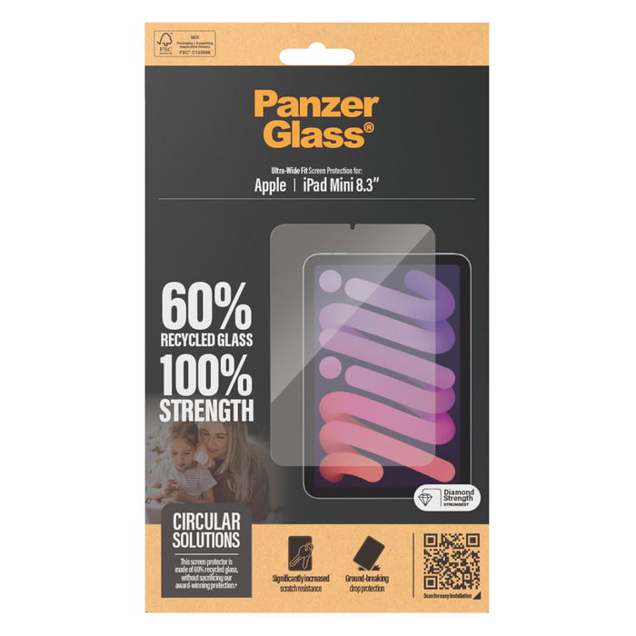 PanzerGlass Screen Protector para Móvil - Protector de Pantalla Resistente a Impactos y Arañazos, Cristal Templado de Alta Calidad, Compatible Universal