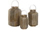 DKD Home Decor Portavelas Árabe Dorado Metal Set de 3 Piezas 25 x 40 x 25 cm