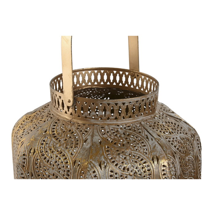 DKD Home Decor Set de 3 Portavelas de Metal Dorado Estilo Árabe