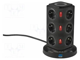 AS SCHWABE Prolongador de alimentación H05VV-F 3G1,5mm2 2m Negro