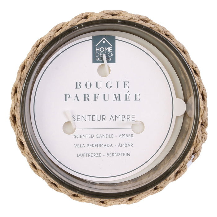 Home Deco Factory Vela Mirage con Vaso Trenzado y Aroma Ámbar, 3 Mechas, ø15x13.5 cm Home Deco Factory Vela Mirage con Vaso Trenzado y Aroma Ámbar, 3 Mechas, ø15x13.5 cm