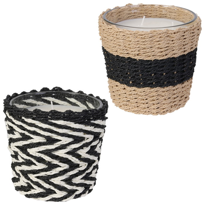 Home Deco Factory Vela Mirage con Vaso Trenzado y Aroma Ámbar, 3 Mechas, ø15x13.5 cm Home Deco Factory Vela Mirage con Vaso Trenzado y Aroma Ámbar, 3 Mechas, ø15x13.5 cm