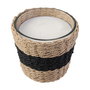Home Deco Factory Vela Mirage con Vaso Trenzado y Aroma Ámbar, 3 Mechas, ø15x13.5 cm