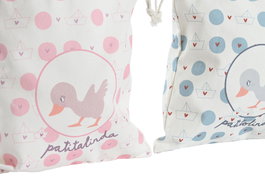 DKD Home Decor Bolsa Baby Patito Lindo 23 Rosa Azul Canvas Algodón 24 x 2 x 26 cm (12 Unidades)