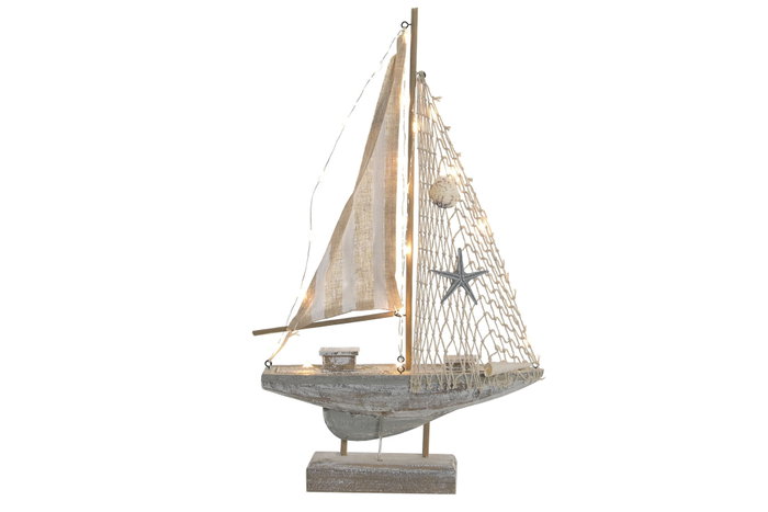 DKD Home Decor Figura LED MDF Barco Velero Natural