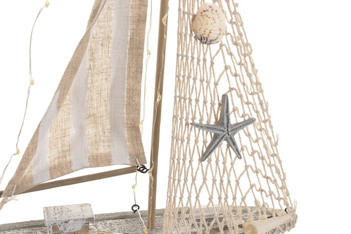 DKD Home Decor Figura LED MDF Barco Velero Natural